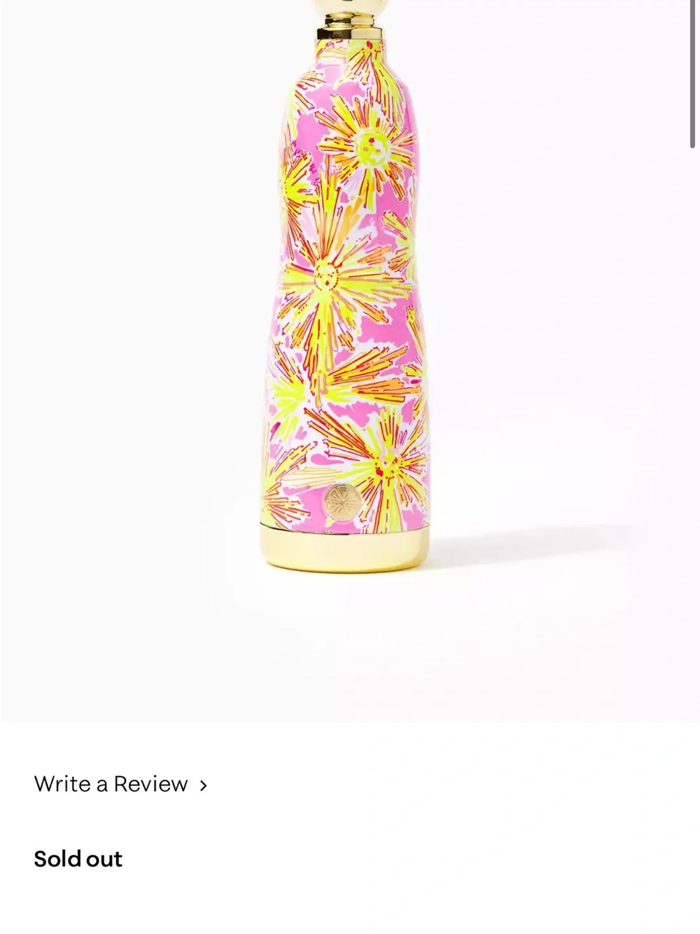 Pink & Yellow Floral Insulated Bottle -by Lilly Pulitzer 24 oz EUC